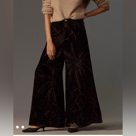FARM Rio Pants - Farm Rio x Anthropologie Women's Small Printed Velvet Pants‎ Bohemian Hippie NEW